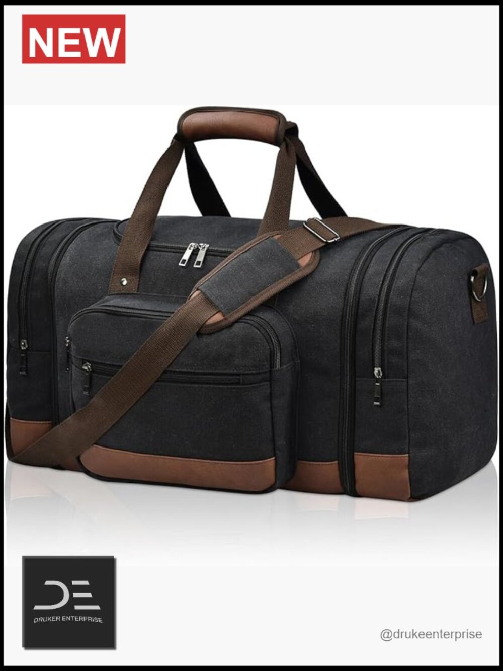Canvas Expandable Travel Duffel Bag, 50l Carry On Weekender Gym Bag